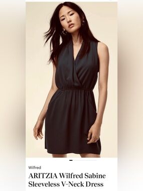 Wilfred Sabine Sleeveless Black Draped V-Neck Mini-Dress (Size: Medium)